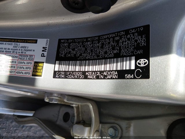 Aukcja sprzedaży 2020 Toyota Corolla Xse, vin: JTDT4RCE6LJ019048, numer aukcji: 44725165