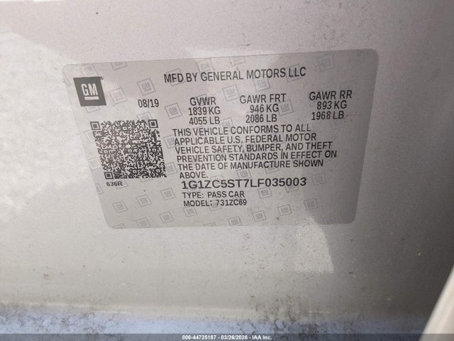 1G1ZC5ST7LF035003 Chevrolet Malibu Fwd 1fl