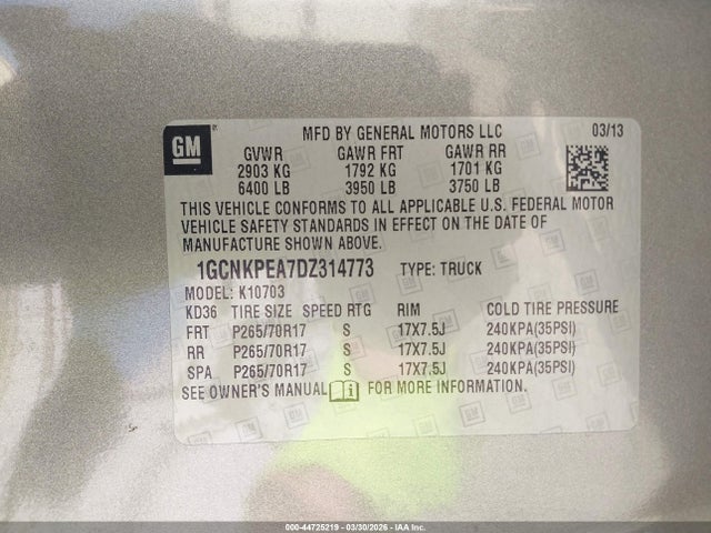 Продаж на аукціоні авто 2013 Chevrolet Silverado 1500 Work Truck, vin: 1GCNKPEA7DZ314773, номер лоту: 44725219