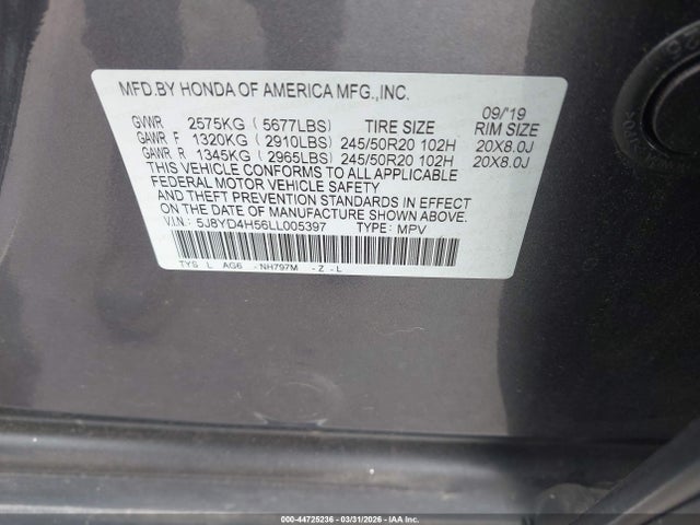 Продаж на аукціоні авто 2020 Acura Mdx Technology Package, vin: 5J8YD4H56LL005397, номер лоту: 44725236
