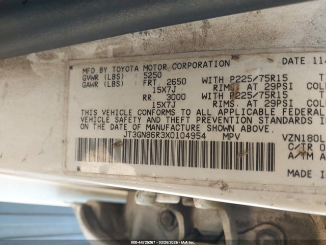 1999 TOYOTA 4RUNNER JT3GN86R3X0104954 Photo 8