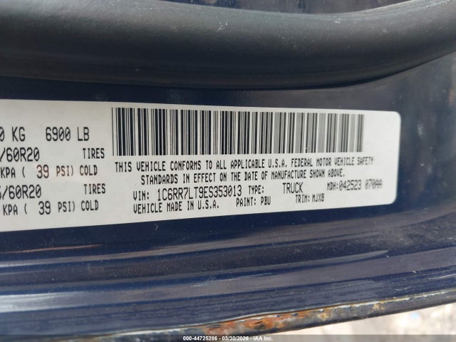 44725286 :رقم المزاد ، 1C6RR7LT9ES353013 vin ، 2014 Ram 1500 Big Horn مزاد بيع