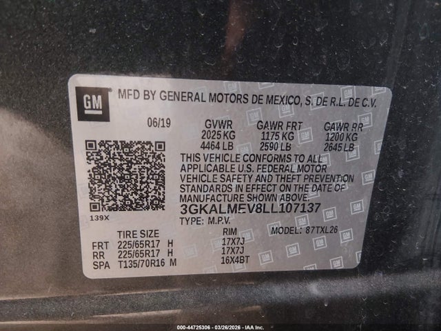 3GKALMEV8LL107137 GMC Terrain Fwd Sle