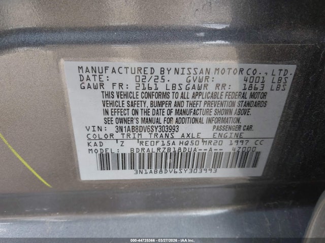 Nissan SENTRA SR 2025 3N1AB8DV6SY303993 Image 9