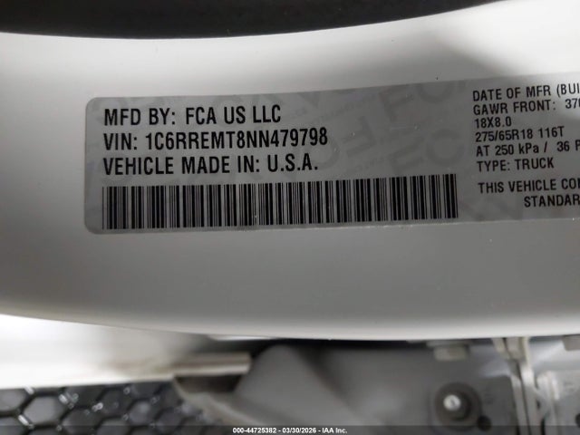 1C6RREMT8NN479798 RAM 1500 Big Horn 4x2 6&#039;4 Box