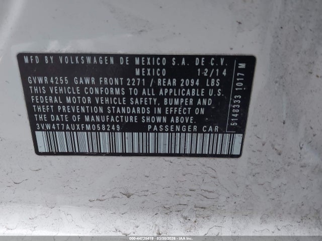Продажа на аукционе авто 2015 Volkswagen Golf Gti 2.0t Autobahn 4-door, vin: 3VW4T7AUXFM058249, номер лота: 44725419