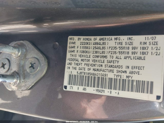 2008 ACURA RDX 5J8TB185X8A010491 Photo 8