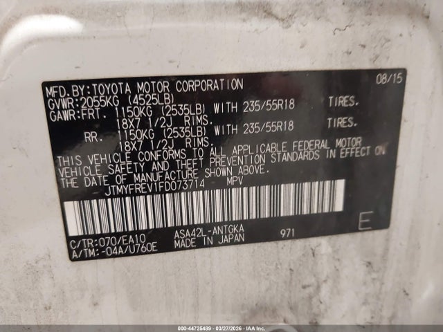 Toyota Rav4 Limited 2015 JTMYFREV1FD073714 Image 9