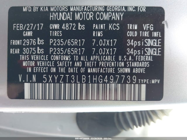 2017 HYUNDAI SANTA FE SPORT 5XYZT3LB1HG497739 Photo 8