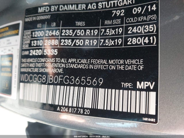 2015 Mercedes-benz Glk 350 4matic მანქანა იყიდება აუქციონზე, vin: WDCGG8JB0FG365569, აუქციონის ნომერი: 44725524