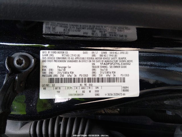 Ford FOCUS SE 2017 1FADP3F27HL334582 Image 9