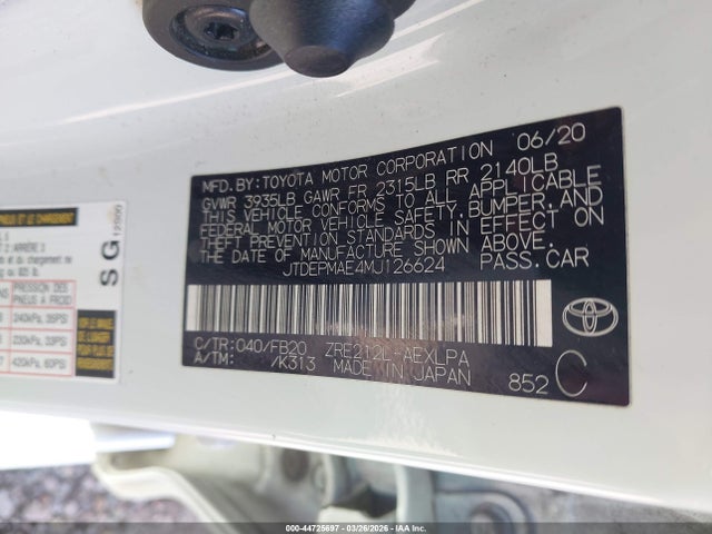 Aukcja sprzedaży 2021 Toyota Corolla Le, vin: JTDEPMAE4MJ126624, numer aukcji: 44725697