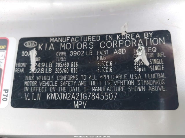 KIA Soul 2016 KNDJN2A21G7845507 Image 9