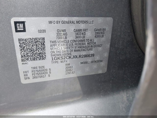 Продаж на аукціоні авто 2020 Gmc Yukon 4wd Denali, vin: 1GKS2CKJ0LR286639, номер лоту: 44725789