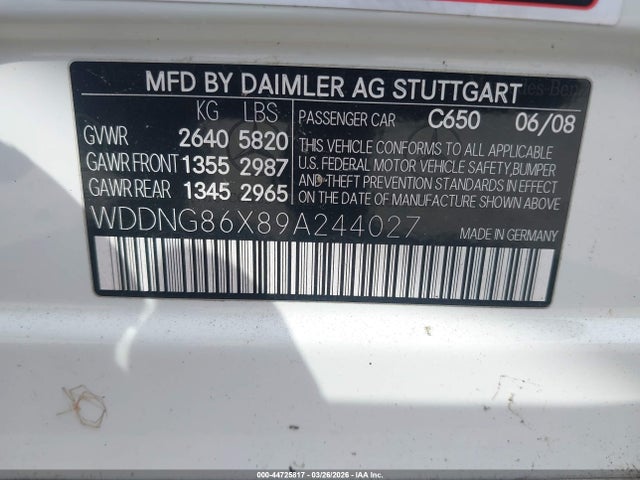 2009 MERCEDES-BENZ S 550 WDDNG86X89A244027 Photo 8