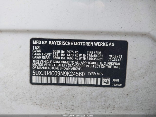 5UXJU4C09N9K24560 BMW X5 M50i