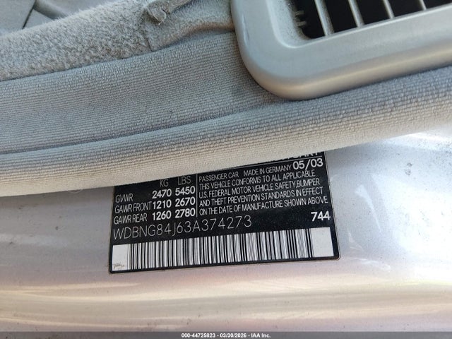Продажа на аукционе авто 2003 Mercedes-benz S 500, vin: WDBNG84J63A374273, номер лота: 44725823