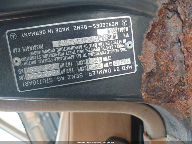 Продаж на аукціоні авто 1988 Mercedes-benz 190 E 2.6, vin: WDBDA29D8JF432199, номер лоту: 44725835