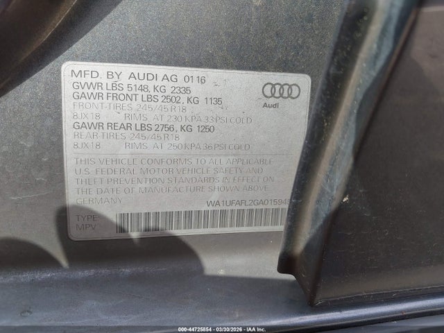 Aukcja sprzedaży 2016 Audi Allroad 2.0t Premium, vin: WA1UFAFL2GA015945, numer aukcji: 44725854