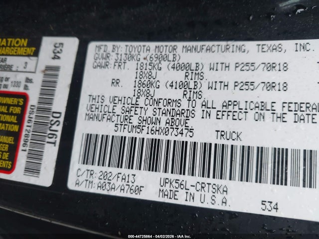 2017 TOYOTA TUNDRA 5TFUM5F16HX073475 Photo 8