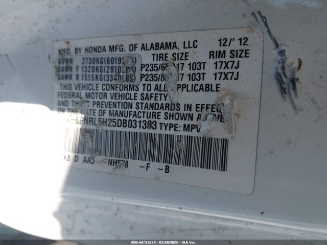 2013 HONDA ODYSSEY 5FNRL5H25DB031303 Photo 8