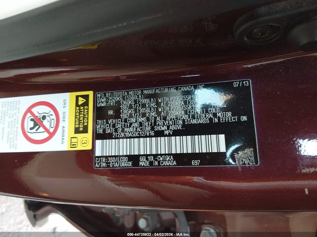 2013 Lexus Rx 350 მანქანა იყიდება აუქციონზე, vin: 2T2ZK1BA5DC127816, აუქციონის ნომერი: 44725922
