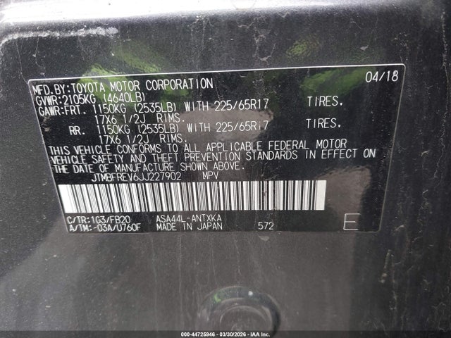 Toyota RAV4 LE 2018 JTMBFREV6JJ227902 Image 9
