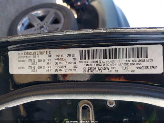 Aukcja sprzedaży 2012 Ram 1500 St, vin: 1C6RD7FT9CS311836, numer aukcji: 44725953