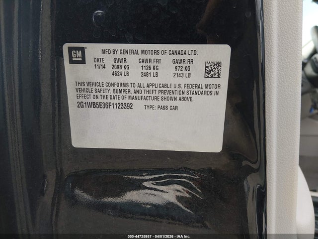 Aukcja sprzedaży 2015 Chevrolet Impala Limited Lt, vin: 2G1WB5E36F1123392, numer aukcji: 44725957