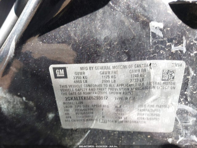 Продаж на аукціоні авто 2014 Gmc Terrain Slt-2, vin: 2GKALTEK6E6293512, номер лоту: 44726028
