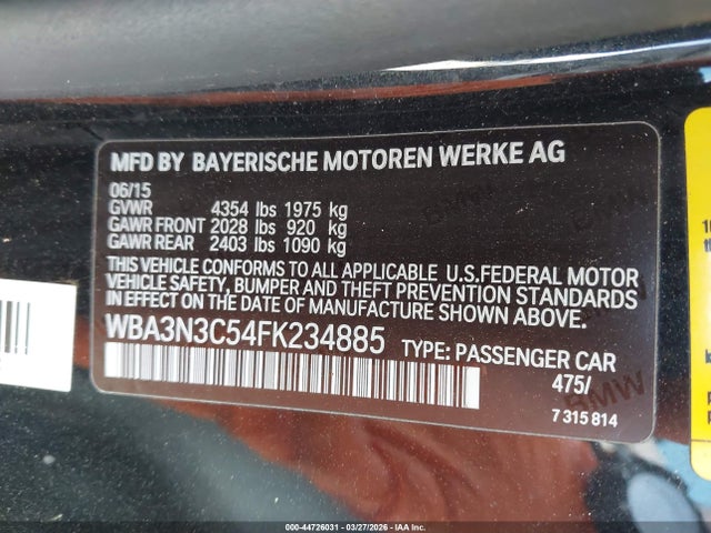 Продажа на аукционе авто 2015 Bmw 428i, vin: WBA3N3C54FK234885, номер лота: 44726031