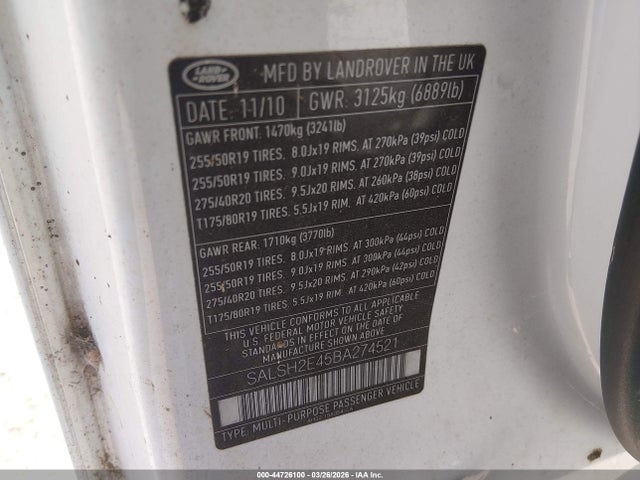 2011 LAND ROVER RANGE ROVER SPORT SALSH2E45BA274521 Photo 8