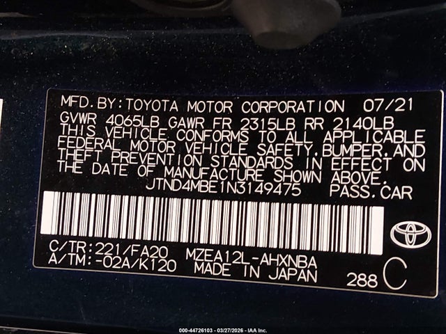 Toyota COROLLA SE 2022 JTND4MBE1N3149475 Image 9
