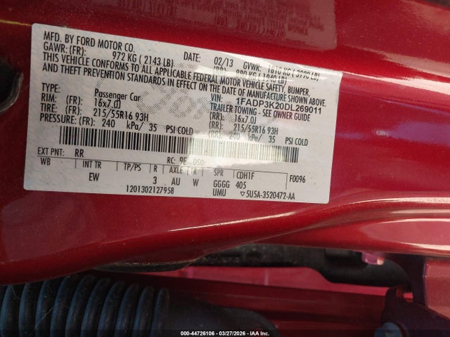 Продаж на аукціоні авто 2013 Ford Focus Se, vin: 1FADP3K20DL269011, номер лоту: 44726106