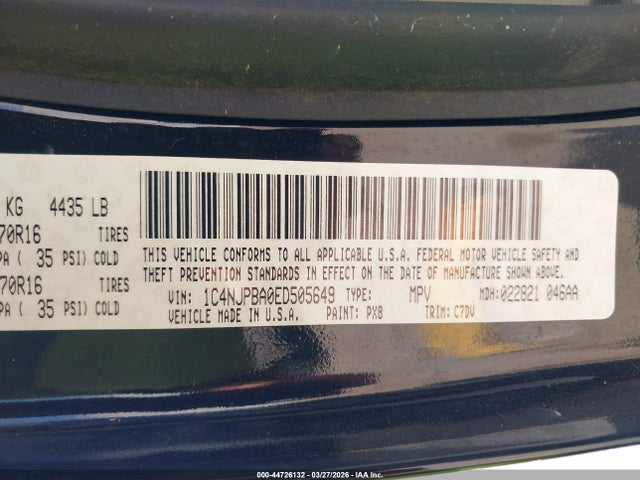 Продажа на аукционе авто 2014 Jeep Patriot Sport, vin: 1C4NJPBA0ED505649, номер лота: 44726132