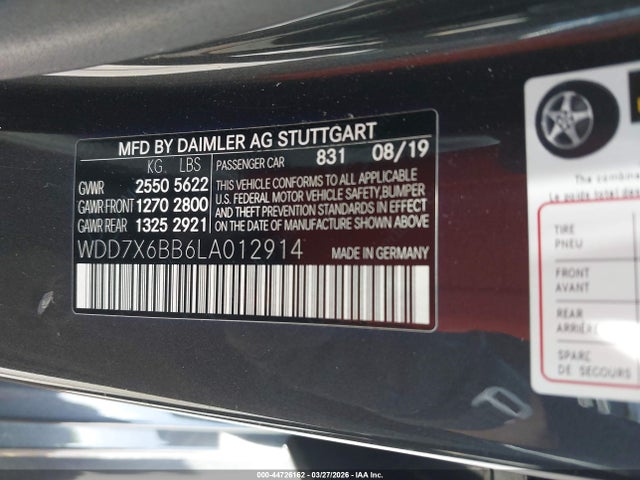 Aukcja sprzedaży 2020 Mercedes-benz Amg Gt 53 4-door Coupe, vin: WDD7X6BB6LA012914, numer aukcji: 44726162