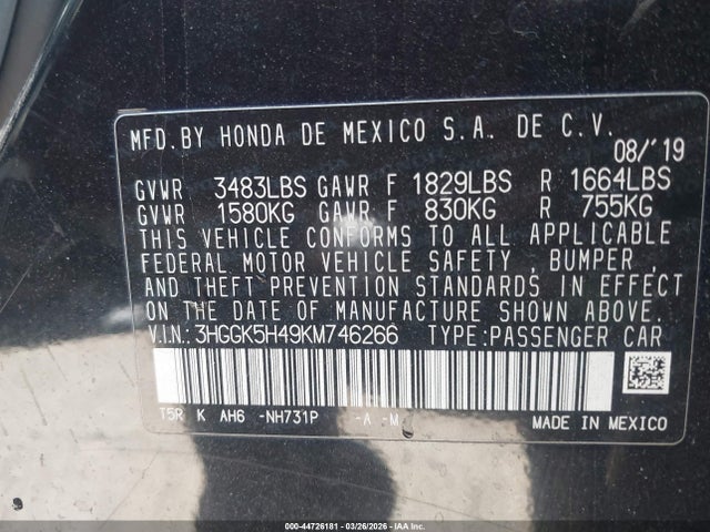 2019 HONDA FIT 3HGGK5H49KM746266 Photo 8