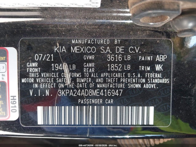 KIA RIO LX 2021 3KPA24AD8ME416947 Image 9