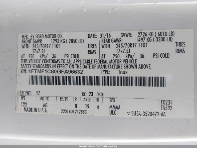 2016 FORD F-150 1FTMF1C80GFA96632 Photo 8