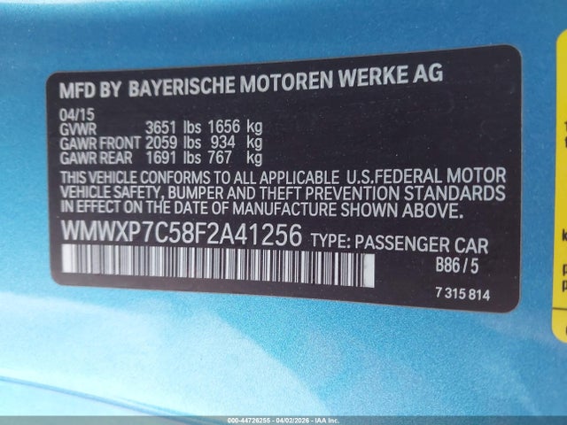 2015 MINI HARDTOP WMWXP7C58F2A41256 Photo 8