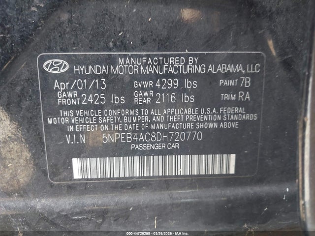 2013 HYUNDAI SONATA 5NPEB4AC8DH720770 Photo 8
