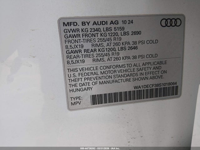 2025 AUDI Q3 WA1DECF38S1018064 Photo 8