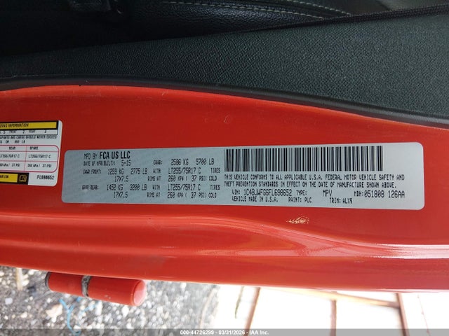 2015 Jeep Wrangler Unlimited Rubicon მანქანა იყიდება აუქციონზე, vin: 1C4BJWFG6FL698652, აუქციონის ნომერი: 44726299