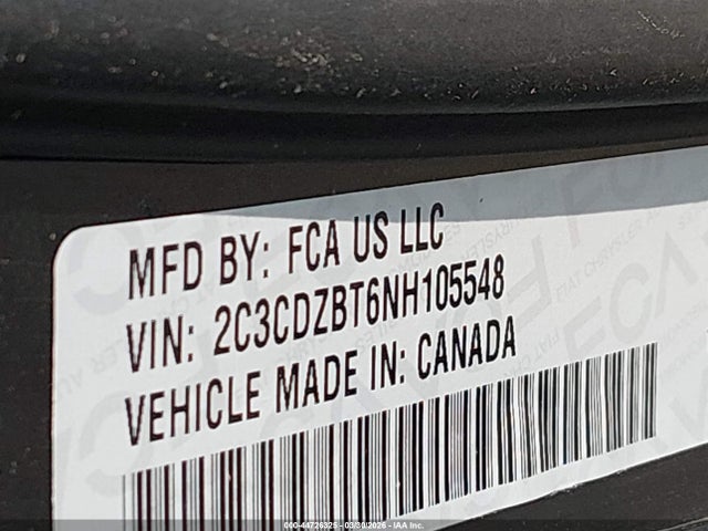 2C3CDZBT6NH105548 Dodge Challenger R/t