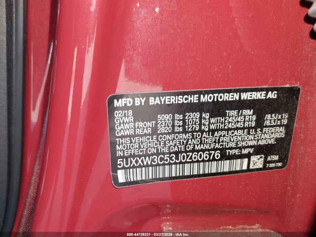 Aukcja sprzedaży 2018 Bmw X4 Xdrive28i, vin: 5UXXW3C53J0Z60676, numer aukcji: 44726331