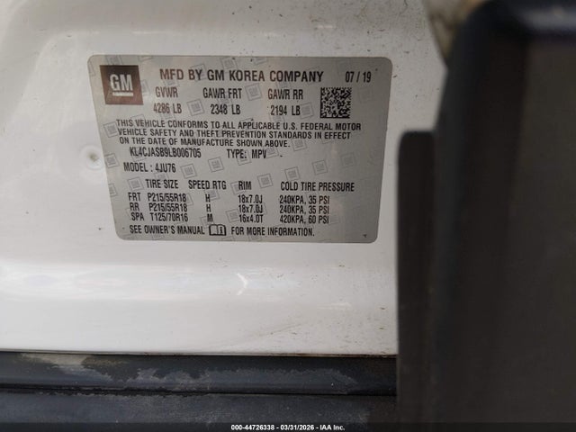 Aukcja sprzedaży 2020 Buick Encore Fwd Preferred, vin: KL4CJASB9LB006705, numer aukcji: 44726338