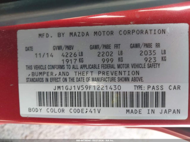 2015 MAZDA MAZDA6 JM1GJ1V59F1221430 Photo 8