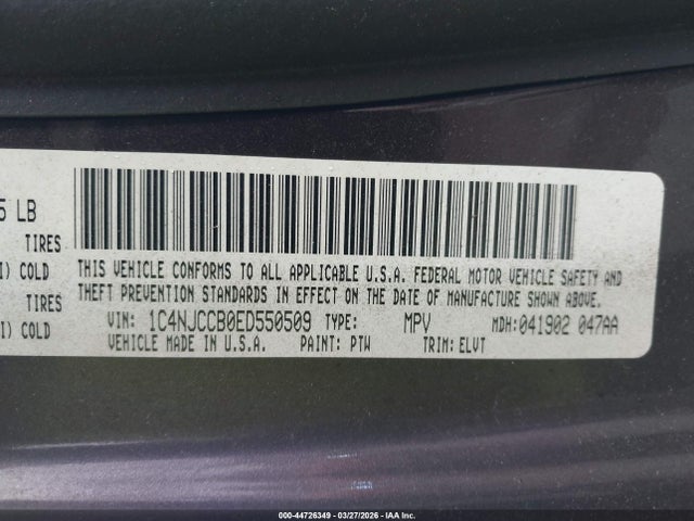 Aukcja sprzedaży 2014 Jeep Compass Limited, vin: 1C4NJCCB0ED550509, numer aukcji: 44726349