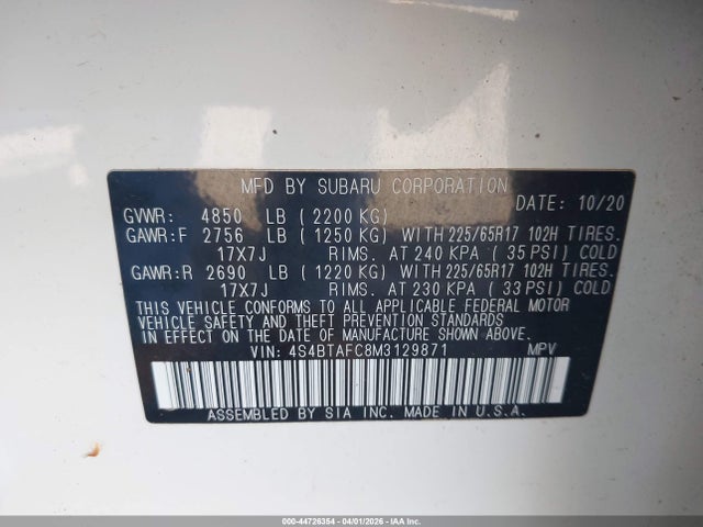 4S4BTAFC8M3129871 Subaru Outback Premium