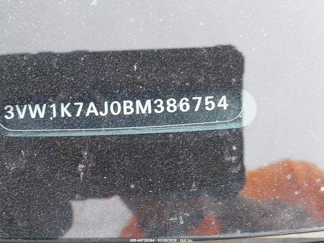 44726364 :رقم المزاد ، 3VW1K7AJ0BM386754 vin ، 2011 Volkswagen Jetta 2.0l S مزاد بيع